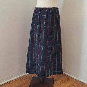 Navy check Burberry wool midi skirt UK10 US6